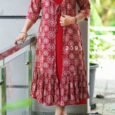 Georgette snd printed rayon jacket kurti dress(3093)