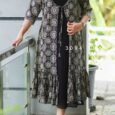 Georgette snd printed rayon jacket kurti dress(3094)