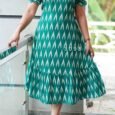Cotton poly mix midi dress(3098)